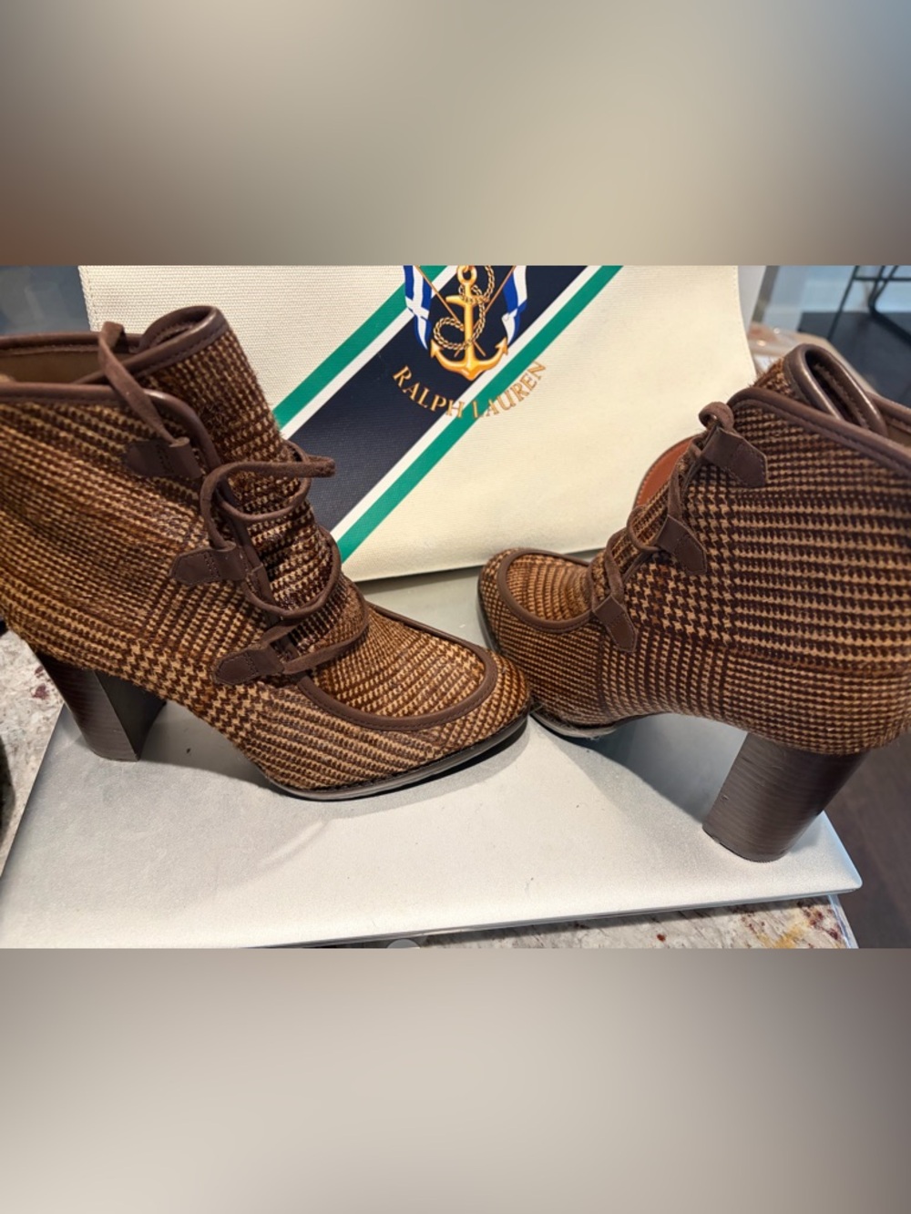 Lauren double RLL plaid boots! Sold out everywhere!! Size 7 brand new in box - Picture 2 of 9